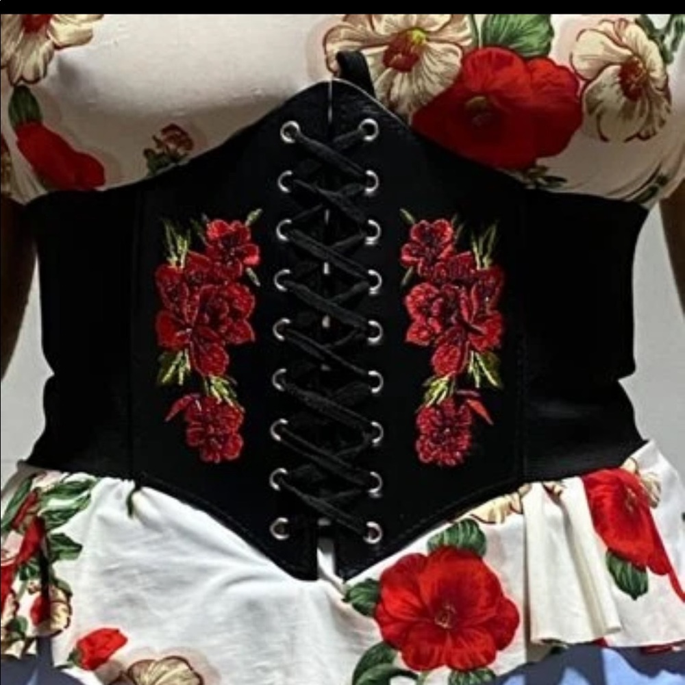Black Rose Corset Belt New - Picture 6 of 7